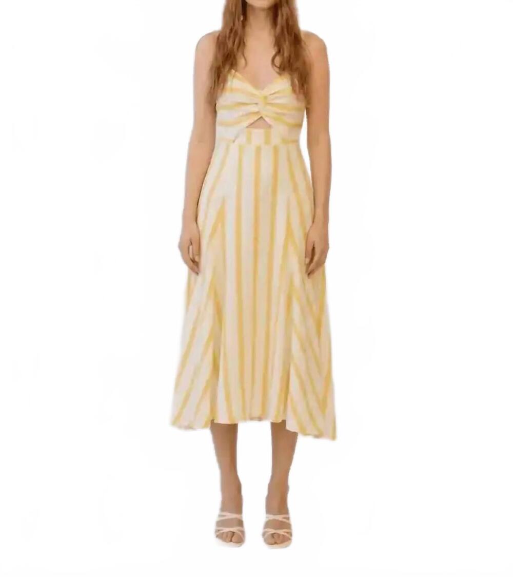 NEW GUADALUPE DESIGN filomena stripe midi dress in yellow